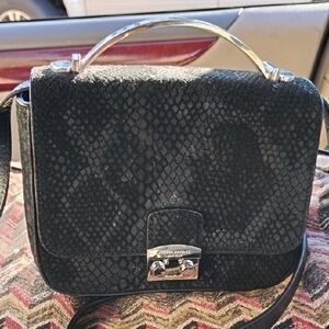 Henri Bendel Black Snakeskin Crossbody Bag